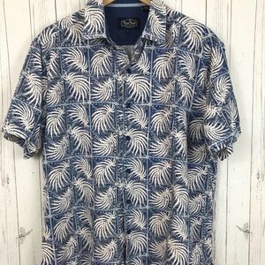 Nat Nast Mens Blue Floral Print Silk Hawaiian Camp